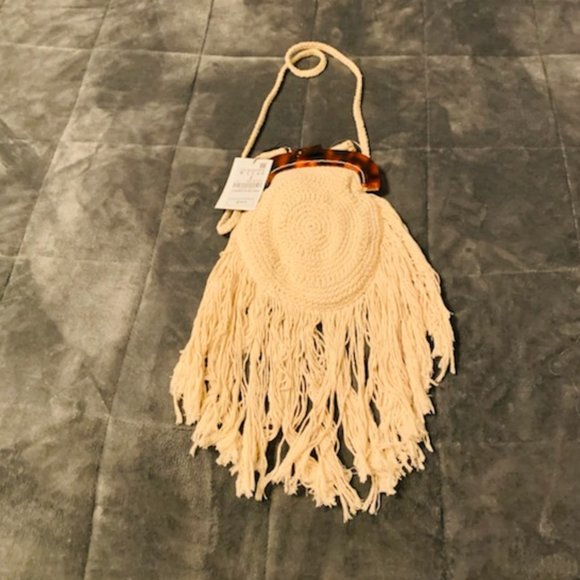 Zara Handbags - Zara  Crochet bag with  Faux Tortoise Clasp